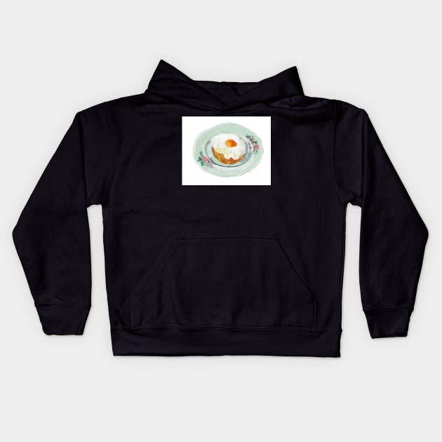 Fried egg brioche Kids Hoodie by argiropulo